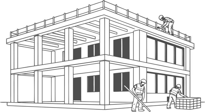 3 d architectural cad of a multi-story building with columns and beams building beams