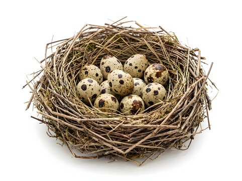 Quail Eggs Resting Inside Bird Nest