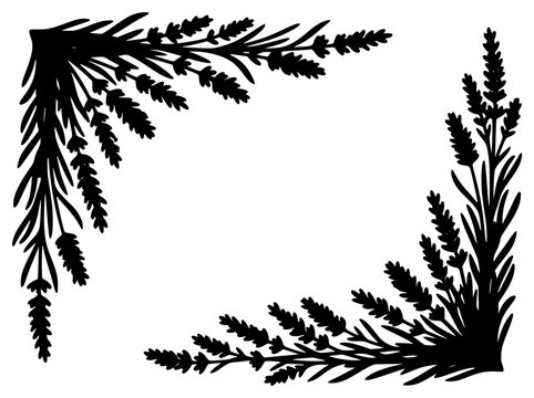 Lavender Flower Corner Frame Silhouette Illustration