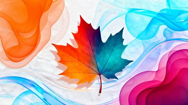 Colorful maple leaf with abstract background