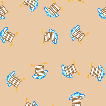 database cloud computing vector seamless pattern database cloud computing sign illustration