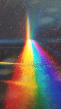 Abstract Rainbow Prism Light Refraction with Colorful Spectrum on Dark Background