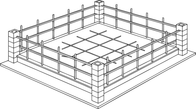 Detailed structural cad blueprint of a multi-story building framework with columns and beams
