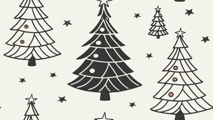 Obraz premium Seamless pattern with stylized christmas trees and stars background christmas seamless decoration background seasonal illustration repeating evergreen celebration minimalist wallpaper