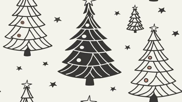 Seamless pattern with stylized christmas trees and stars background christmas seamless decoration background seasonal illustration repeating evergreen celebration minimalist wallpaper