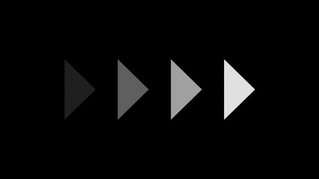 Fast forward white symbols icon symbol animation on black background. Fast forward sign moving forward