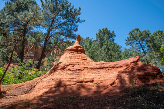 Colorful rock formations from ocher in the Colorado Provenzal, Provence, France