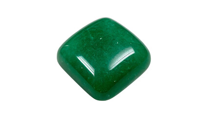 Smooth polished oval dark green jade gemstone mineral isolated on transparent background cut out © Arina