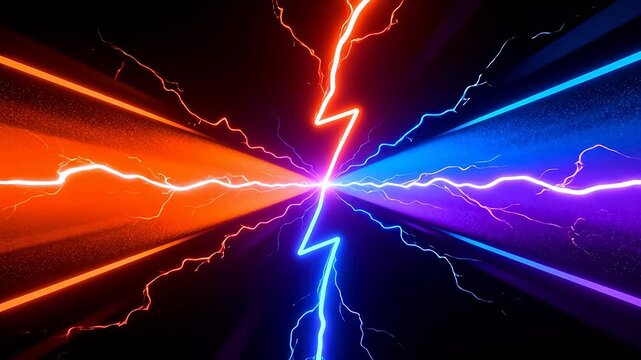 Colorful electric lightning bolts