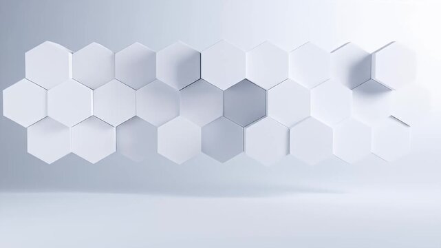 Abstract pattern of white hexagon tiles creates a subtle, modern texture effect