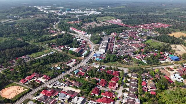 Aerial Drone View Over Tangkak Town Malaysia