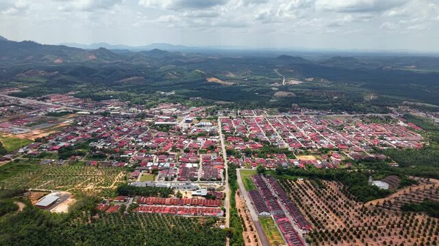 Aerial perspective of a rural town