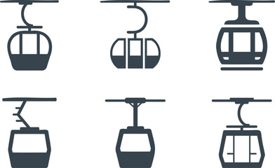 Cable car gondola lift icons in different positions and designs for travel and transportation concepts © Shahin Stock
