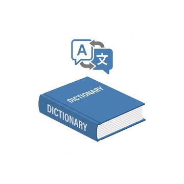 Dynamic vector illustration of a dictionary and a language translation icon, symbolizing global communication and the bridging of linguistic barriers through education