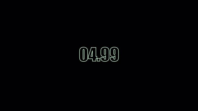  White Outline Digital Countdown Timer On Black Background 10 Seconds 4K