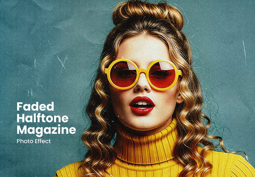 Faded Halftone Magazine Photo Effect