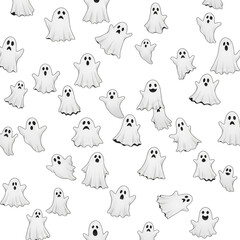 Fototapeta premium Seamless pattern of cute ghost shapes on transparent background high quality