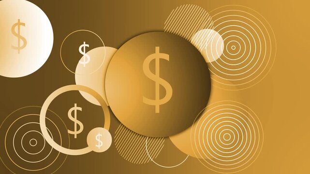 Abstract money background with dollar symbols colorful circles and a modern gradient design animation