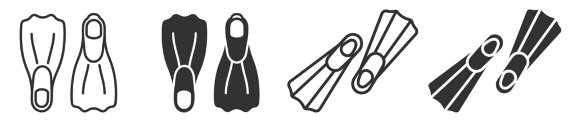 diving flippers vector icons set on transparent background © Наталья Перова