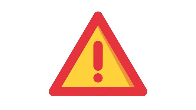Warning sign illustration animation. Looping 4k video
