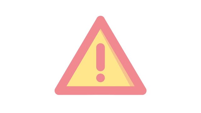 Warning sign illustration animation. Looping 4k video