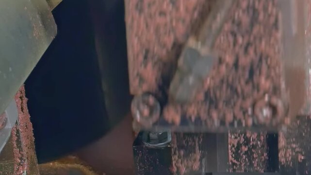 Witness the intricate process of an industrial machine crafting copper tube parts for air conditioners. Experience the mesmerizing slow motion and details of precision engineering.