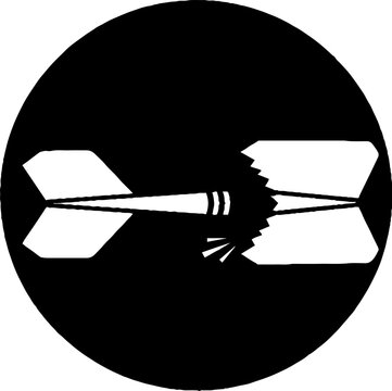 Broken arrow piercing target bullseye design.