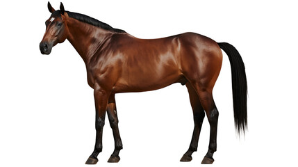 Brown horse with black mane and tail standing © Isabel
