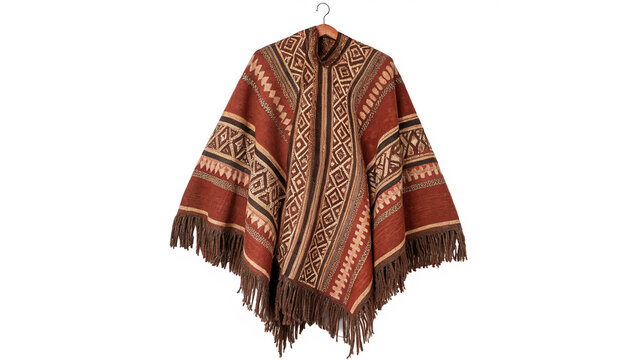 Traditional colourful south american pattern poncho clothing isolated on a transparent background