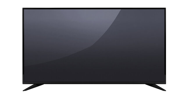 Modern flat screen television with black bezel and stand