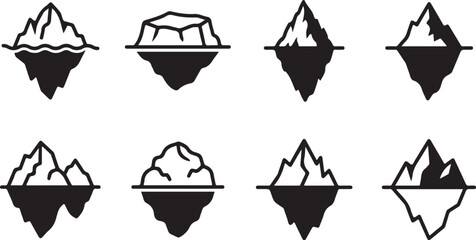 Icebergs floating in ocean water with varying shapes and sizes Vector © Runa