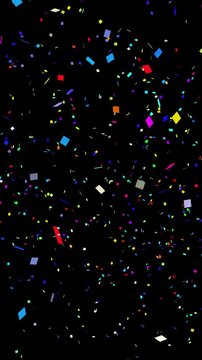 colorful festive confetti explosion or confetti rain effect on black background