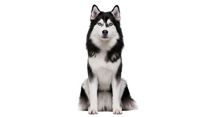 Siberian Husky dog sitting with blue eyes and black and white fur © Michal
