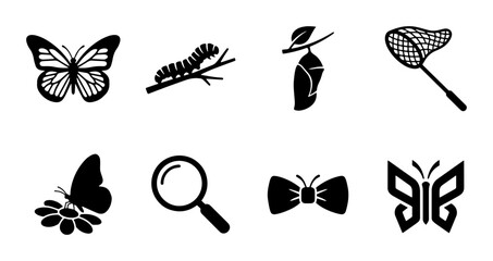 Butterfly Life Cycle Icons Set: Insect Metamorphosis, Nature Study, Entomology Vector Graphics © Nahid