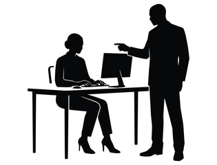 Fototapeta premium Business Manager and Employee Meeting Office Silhouette Vector