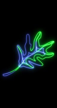Vertical Neon Coral Reef Icon Animation with Glowing Marine Outline on Black Background