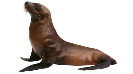Brown sea lion with whiskers looking up © Michal