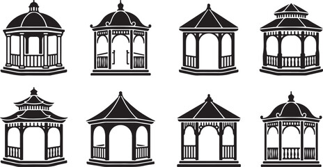 Elegant gazebo designs with intricate architectural details Vector © Runa