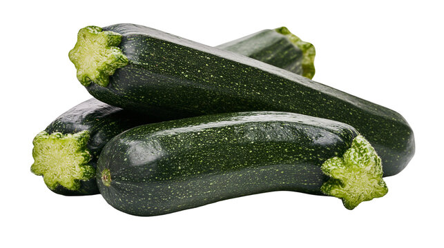 Group of fresh dark green zucchini with light speckles