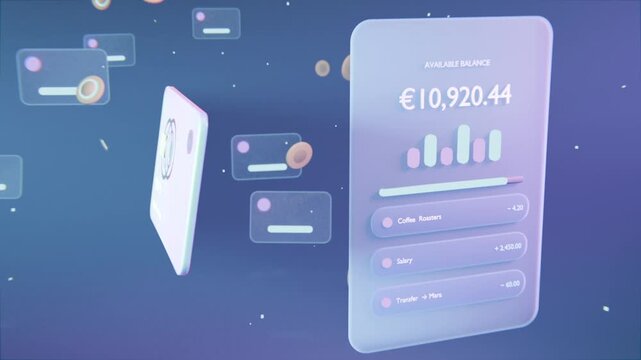 Animation starting UI pair rotating forward at purple gradient, revealing &euro;10,920