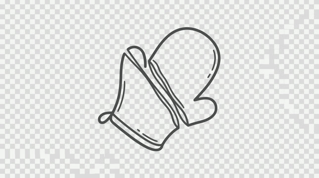 Doodle oven mitt, hand-drawn kitchen glove icon, simple line art illustration