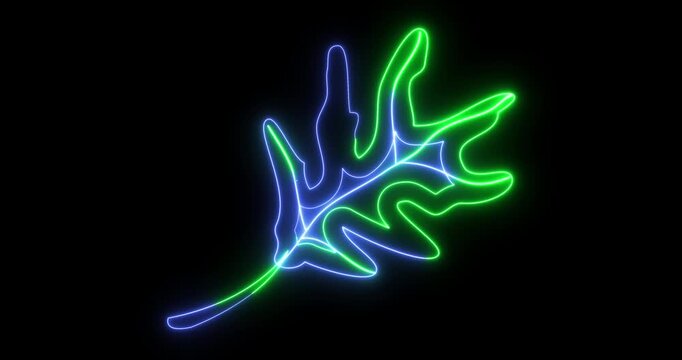 Glowing Neon Coral Branch Icon Animation on Black Background | Marine Reef Symbol Loop