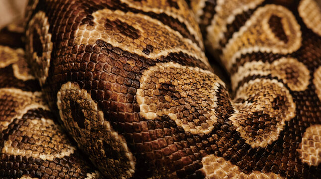 Detailed close up of patterned python snake skin texture