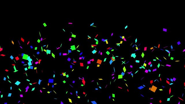 colorful festive confetti explosion or confetti rain effect on black background, Confetti Party Popper or burst animation on green screen background
