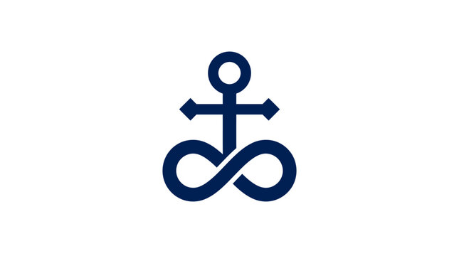 Anchor infinity loop nautical symbol logo icon.