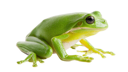 Obraz premium Green tree frog with bright yellow underside and large eyes