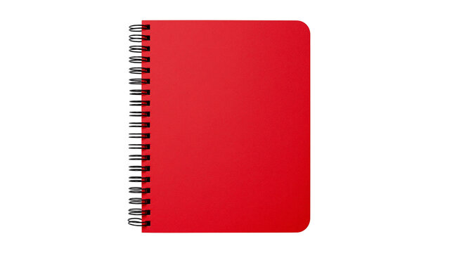 Red spiral bound notebook with black metal binding