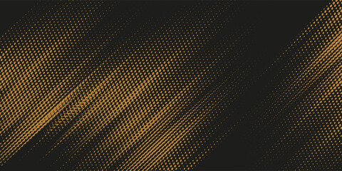 Fototapeta premium Halftone yellow dots pattern and black gradient grunge texture background. Dotted line comic sport style vector illustration