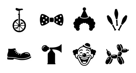 Circus icons set, silhouette, for entertainment and party design © Svgmust