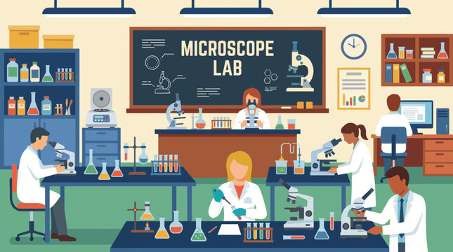 Microscope Laboratory Vector Illustration Vector